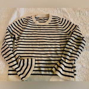 J Crew Factory black and white striped scoop neck sweater